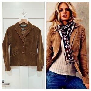 Vintage Ralph Lauren Corduroy Single Blazer Suit Jacket Coat y2k XS 0P 2P 0 2